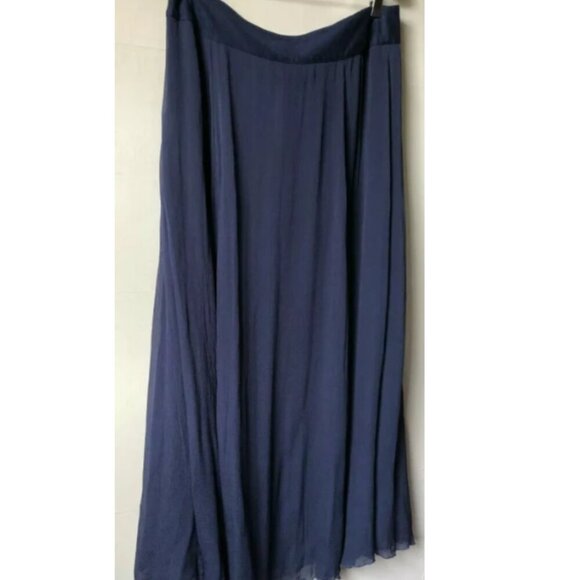 Olsen Maxi Skirt Medium Blue Overlay Flowy Lightweight Cotton Viscose EU40 Zip - Picture 7 of 9